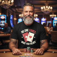 Load image into Gallery viewer, No One Cares What You Folded - Heavyweight Unisex Poker T-shirt
